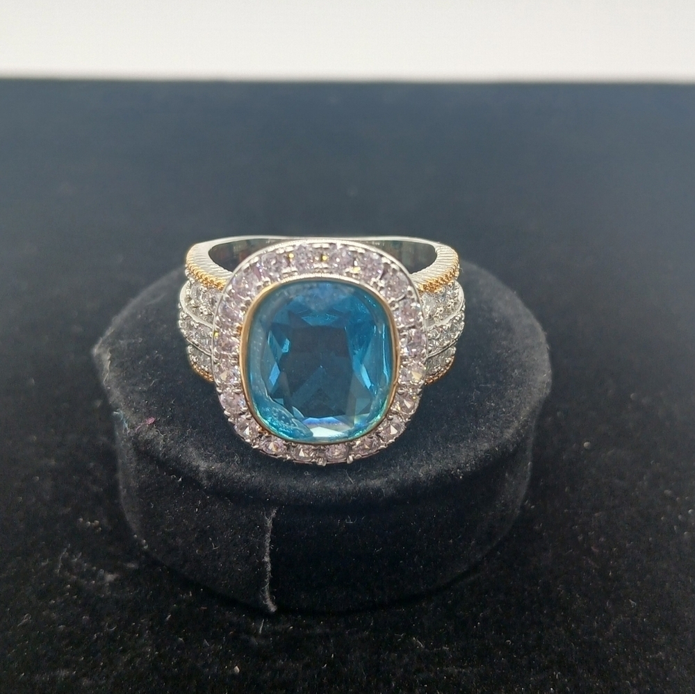 Luxurious Two-Tone 925 Silver Plated Chunky Band Ring - Elegant Court Style​​​